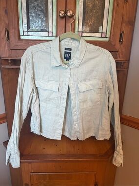 . GAP 100% Linen Cropped Long Sleeve Shirt/jacket M